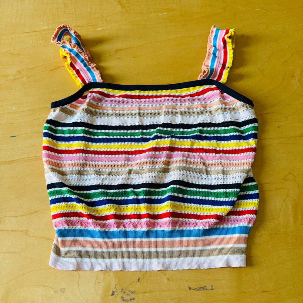 J.Crew Rainbow Striped Knit Cami Tank Women's Small